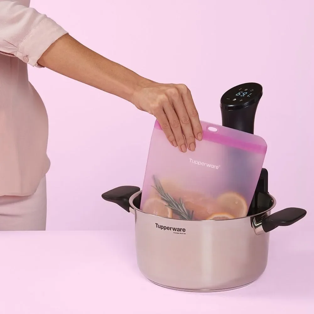 Tupperware Ultimate Pink Silicone Slim Bag Size Large